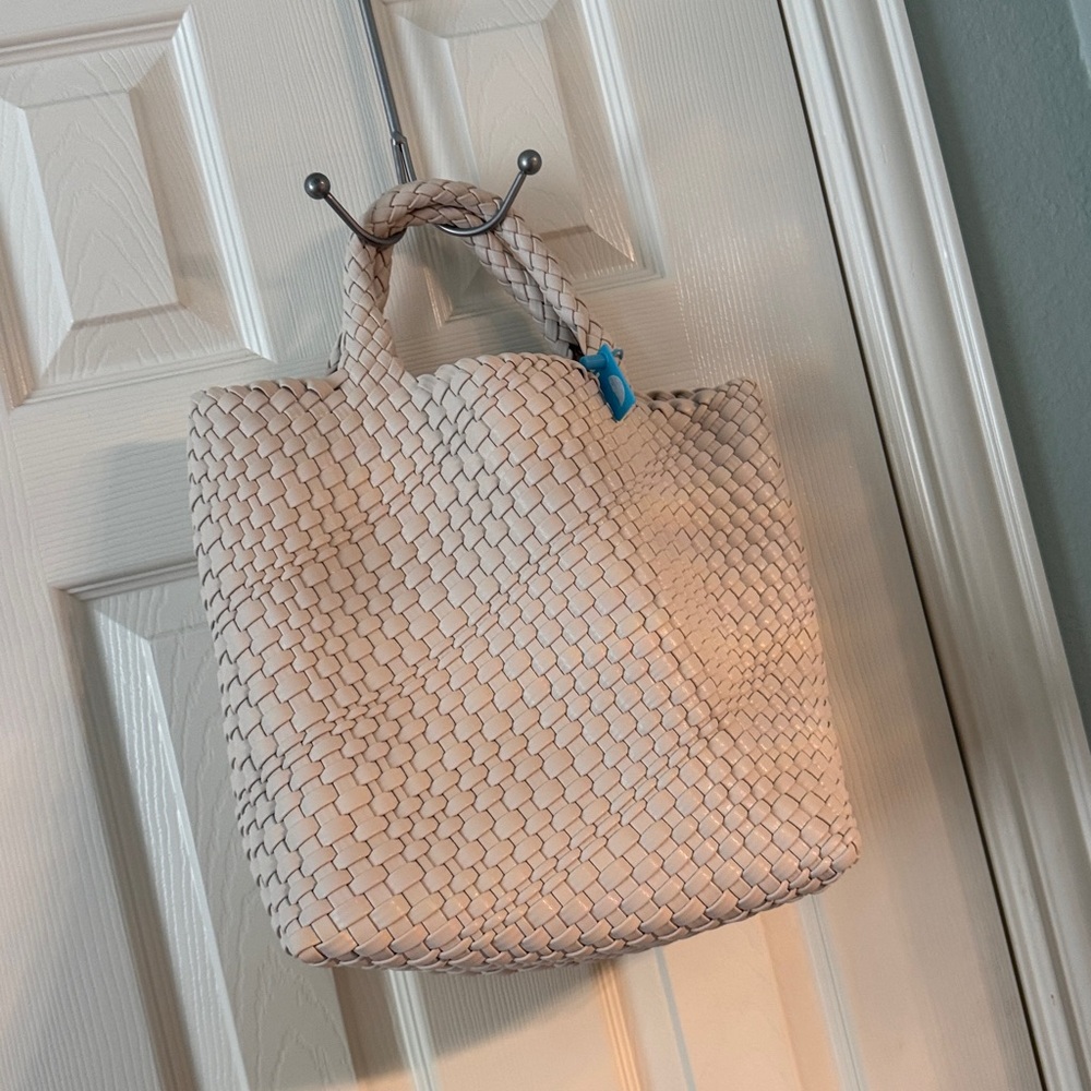 Chic Cream Woven Hobo Bag
